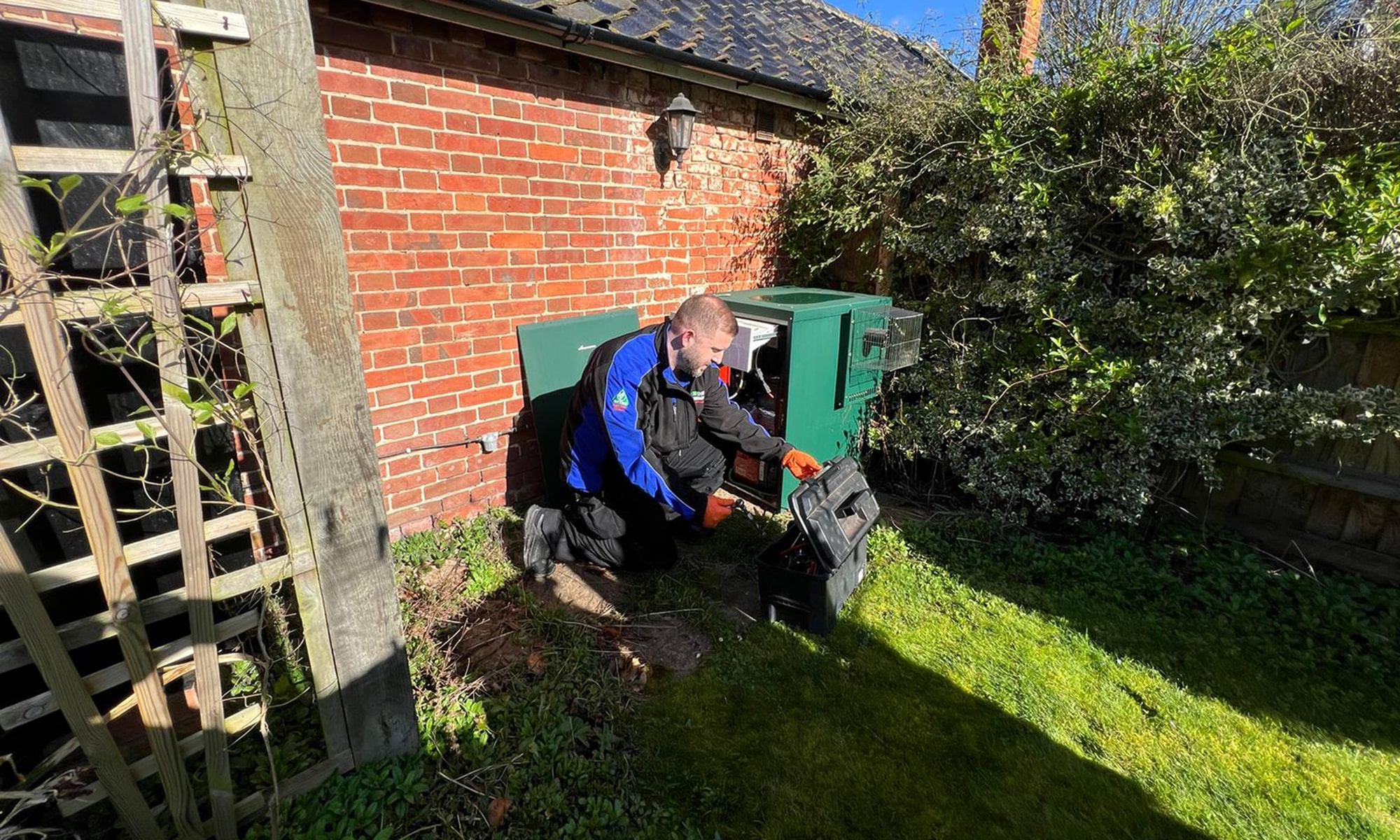 Oil boiler engineer carrying out a service near norwich, Norfolk